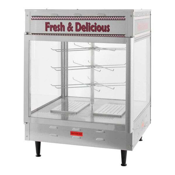 Benchmark USA 51018 Humidified Rotating Pizza / Pretzel Display Warmer with Pretzel Rack and 18" Pizza Rack - 120V, 1480W