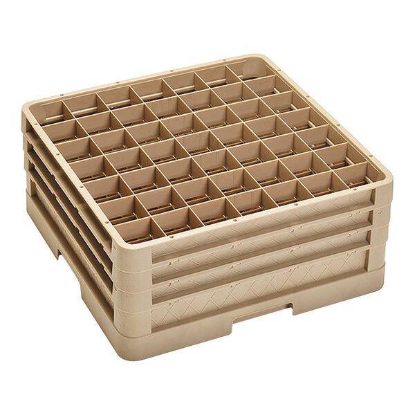 A beige Vollrath Traex glass rack with 3 extenders.