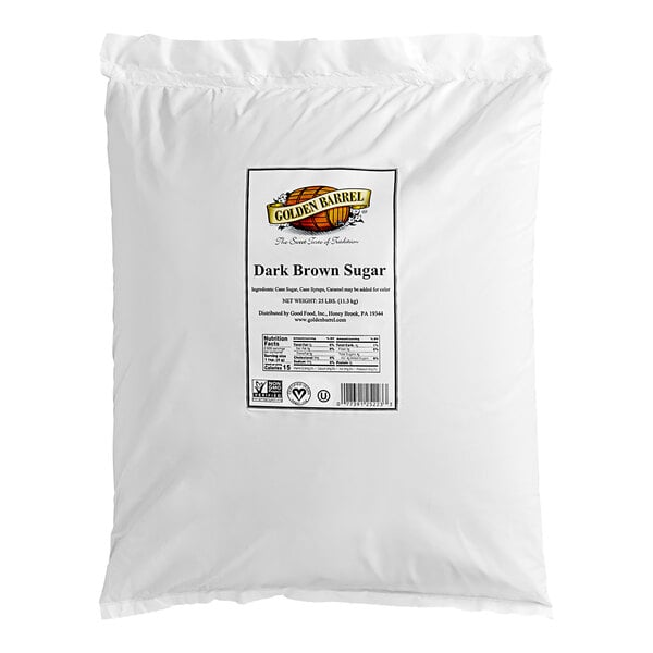 A white bag of Golden Barrel dark brown sugar.