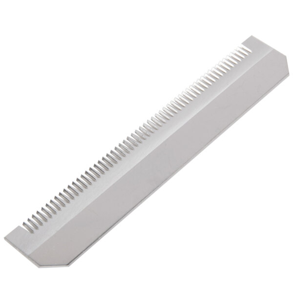 A white plastic comb with a straight edge.