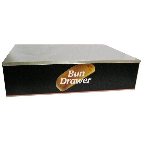 A black rectangular box with "Bun Drawer" on it.