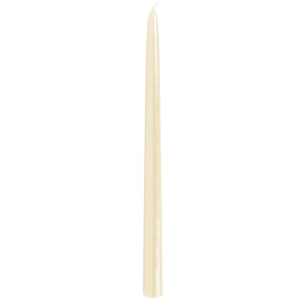 A case of ivory Sterno taper candles with long stems.
