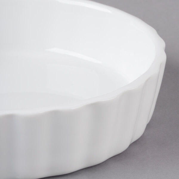 Acopa 8 oz. Round Bright White Fluted Porcelain Souffle / Creme Brulee Dish 36/Case