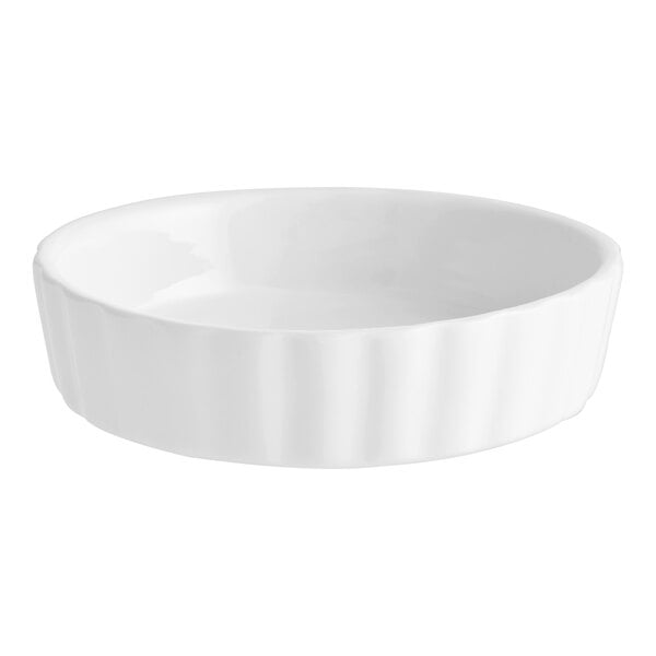 A white fluted Acopa porcelain bowl.