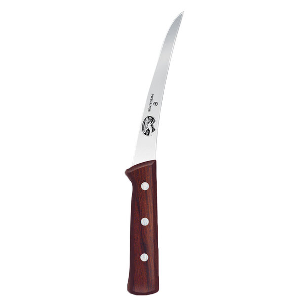 Victorinox 47019 6" Narrow Flexible Curved Boning Knife with Rosewood