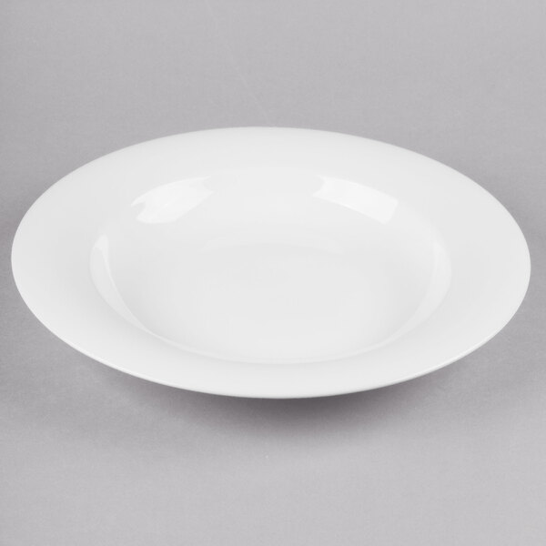 A white Reserve by Libbey International bone china pasta bowl.