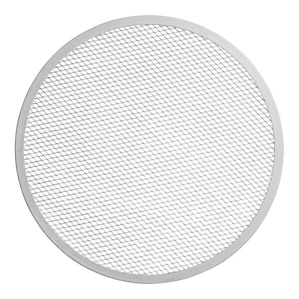 A close-up of a white circular TurboChef aluminum pizza screen.