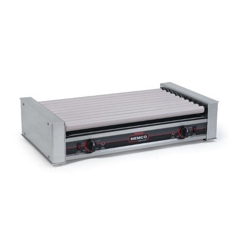 A Nemco hot dog roller on a white surface.