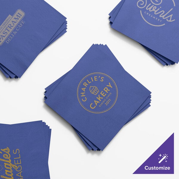 Choice Navy Blue 2-Ply Customizable Beverage / Cocktail Napkin - 1,000/Case