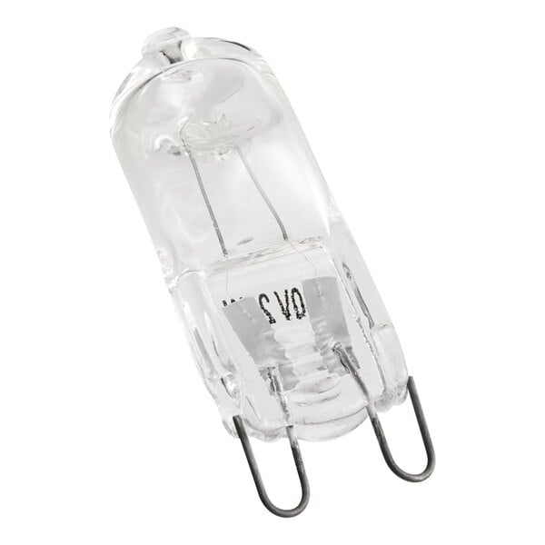 A clear TurboChef light bulb with metal tips.