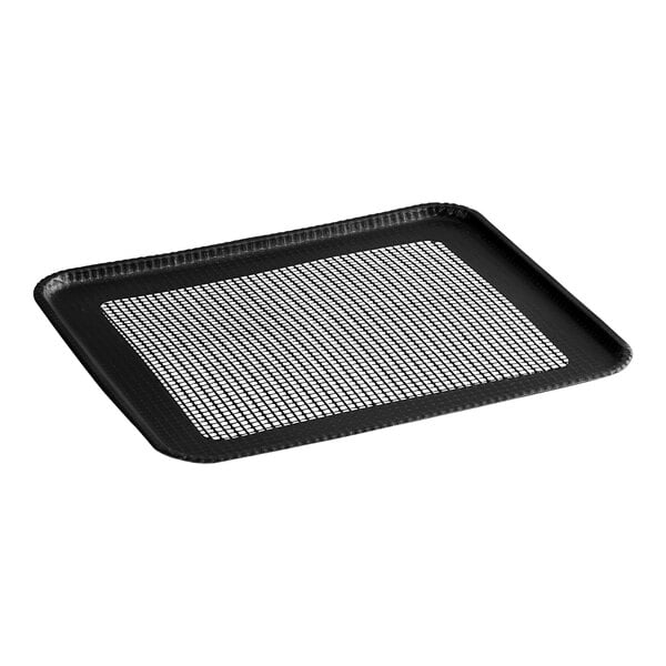 A black TurboChef mesh basket with a white mesh pattern.