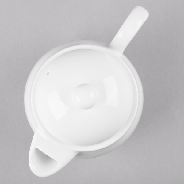 close-up of a white teapot