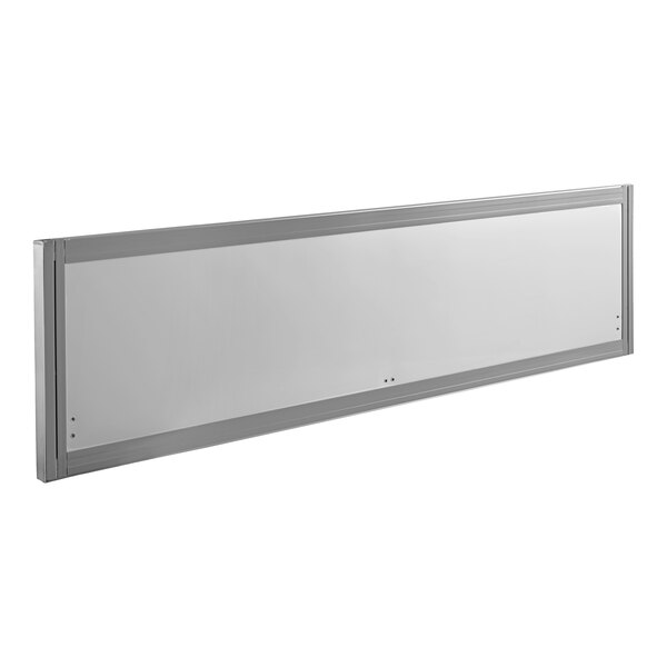 A white rectangular door with a silver border.