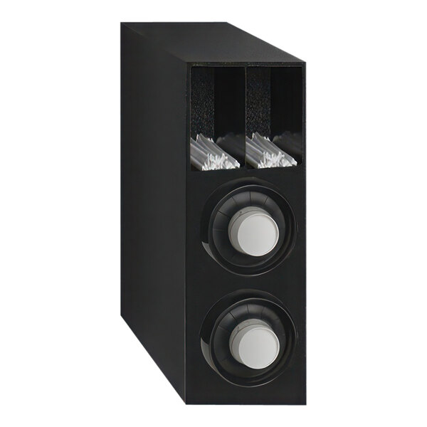 A black Vollrath countertop cabinet with white buttons and a white knob.