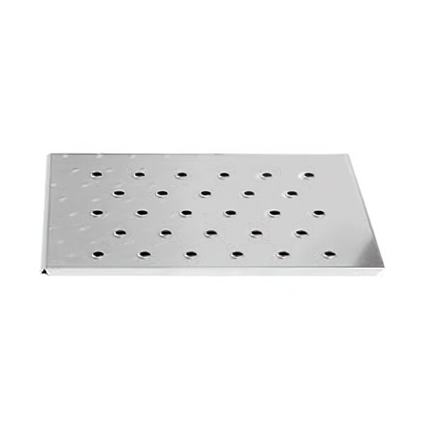 A silver rectangular TurboChef high coverage jetplate with holes in it.