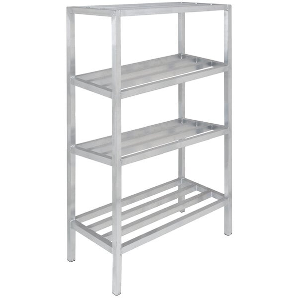 A Channel aluminum dunnage shelving unit with four shelves.