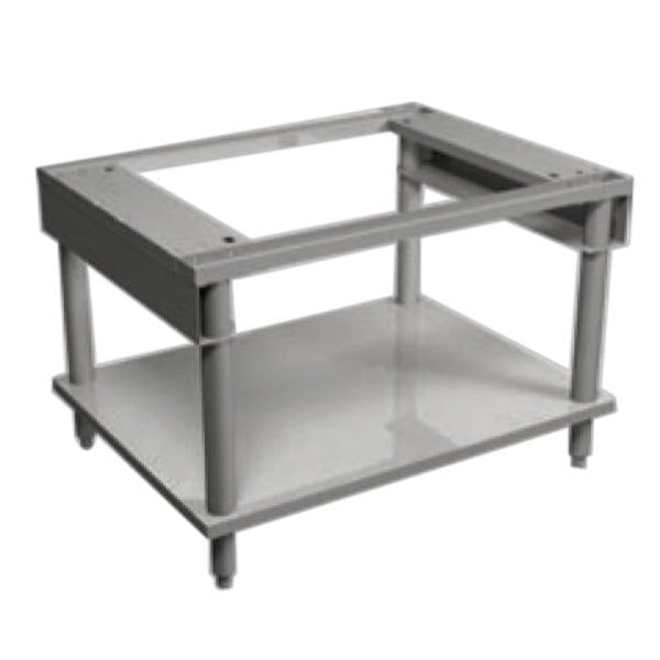 A white rectangular stainless steel MagiKitch'n equipment stand with an undershelf.