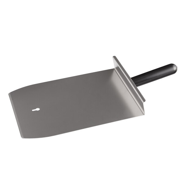 A grey metal TurboChef aluminum paddle with a black handle.