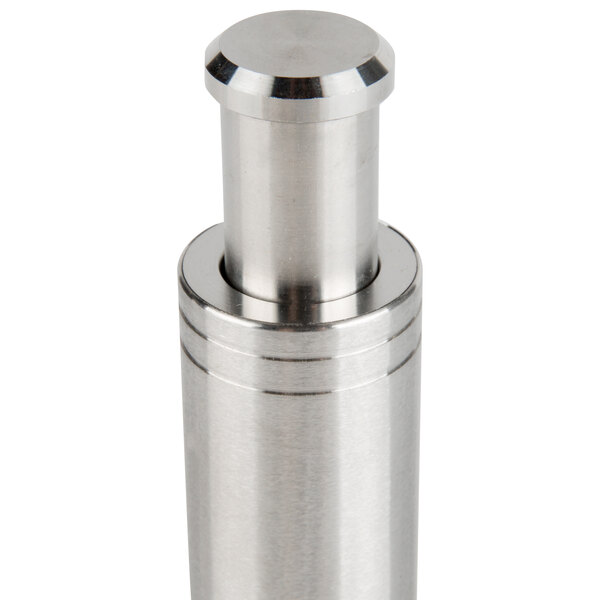 A stainless steel and acrylic cylinder with a stainless steel round top.