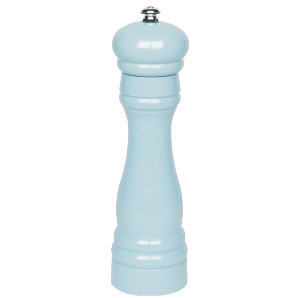 A Fletchers' Mill Federal 8" seafoam wooden pepper mill on a white background.