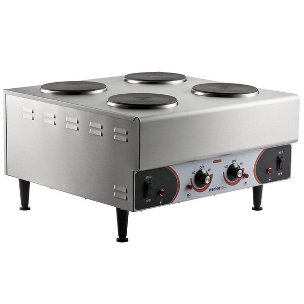 Nemco 6311-4-240 Electric Countertop Raised Hot Plate with 4 Solid Burners - 240V