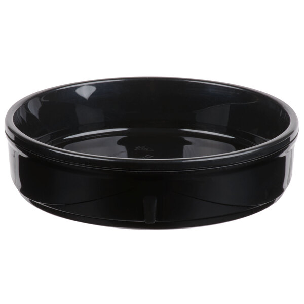 A black Dinex insulated soup bowl with a black lid.