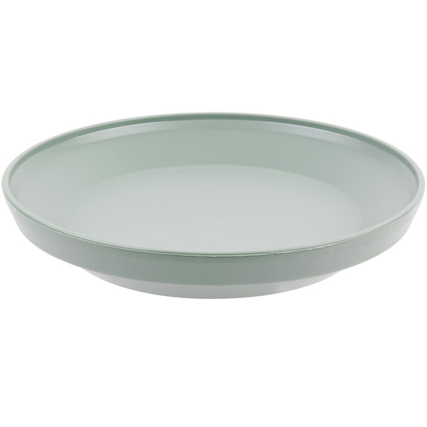 A green Dinex Sage insulated meal delivery base with a white rim.