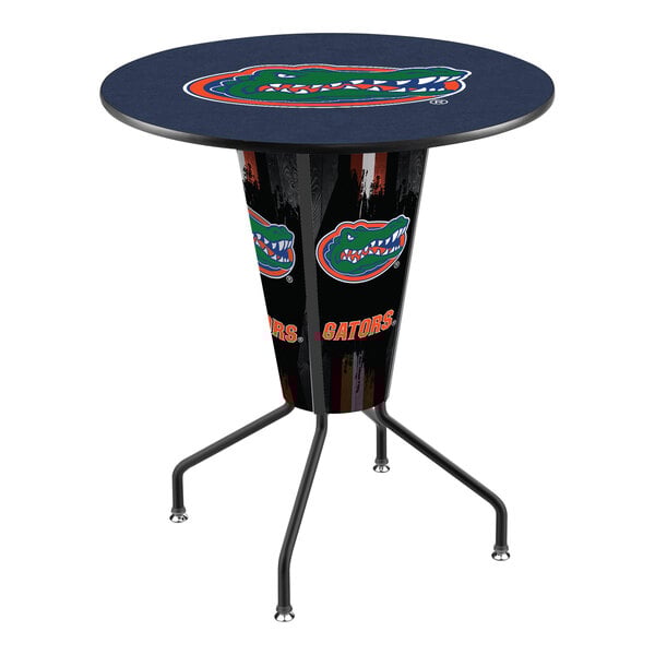 A University of Florida Gators logo on a Holland Bar Stool pub table with LED lights.