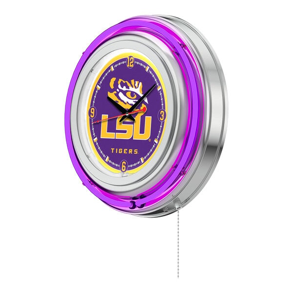 Holland Bar Stool Clk15LaStUn Louisiana State University 15" Neon Clock