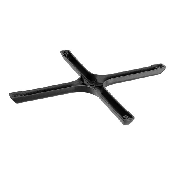 A black cross-shaped table base plate.