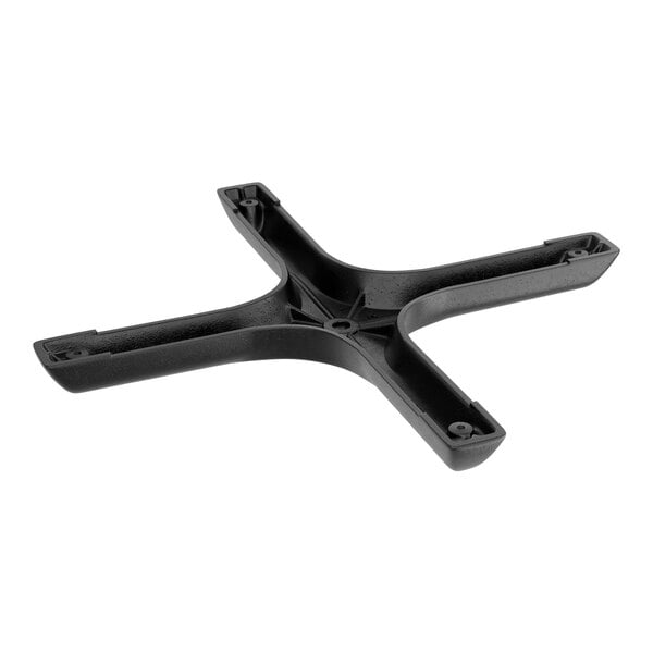 A black plastic cross with four holes.