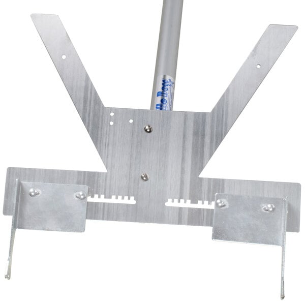 A metal pole with two metal hooks on each end.