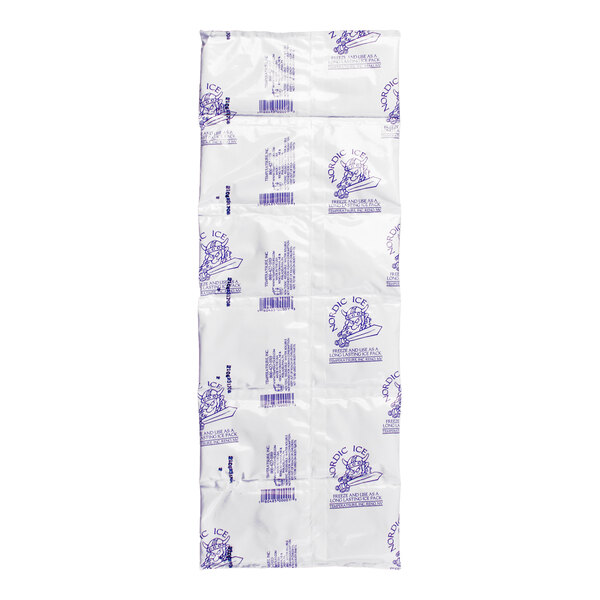 A flexible ice mat with multiple segments, measuring 21 inches by 6 inches, labeled 'Nordic Ice.'