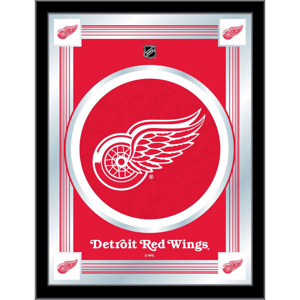 a red and white logo