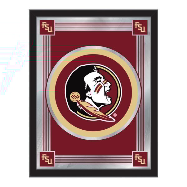 A rectangular decorative mirror featuring the Florida State University logo and colors.