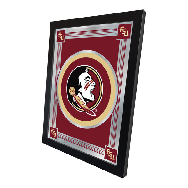 A framed decorative mirror featuring the Florida State University logo and colors.