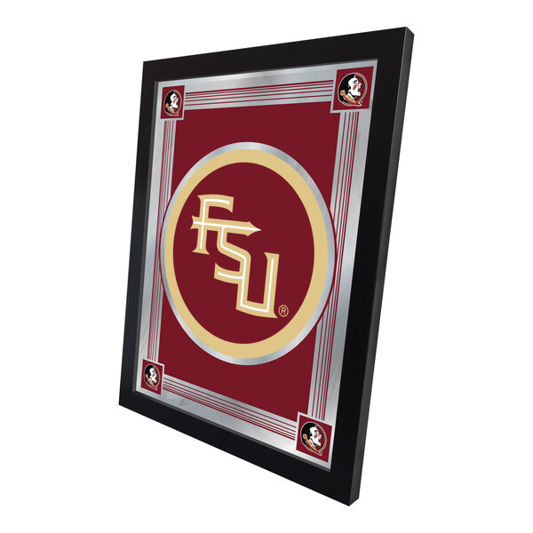 A framed decorative mirror featuring the Florida State University logo and colors.