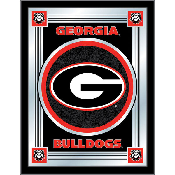 A black and silver framed mirror with a red and black University of Georgia logo.
