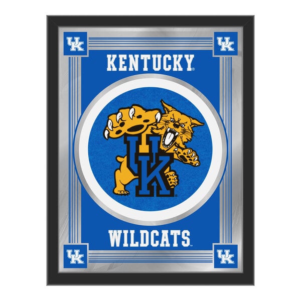 A blue and silver framed mirror with a University of Kentucky Wildcats logo in the center.