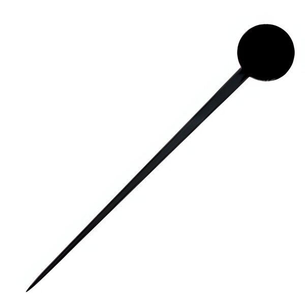 A long black pin with a round black disc on top.