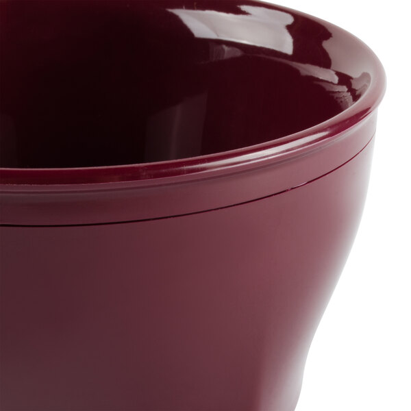 a close up of a red bowl