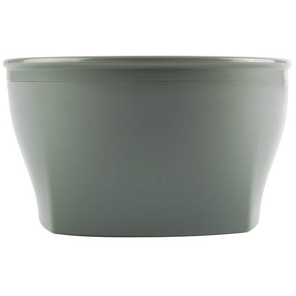 A white Cambro insulated plastic bowl with a lid.