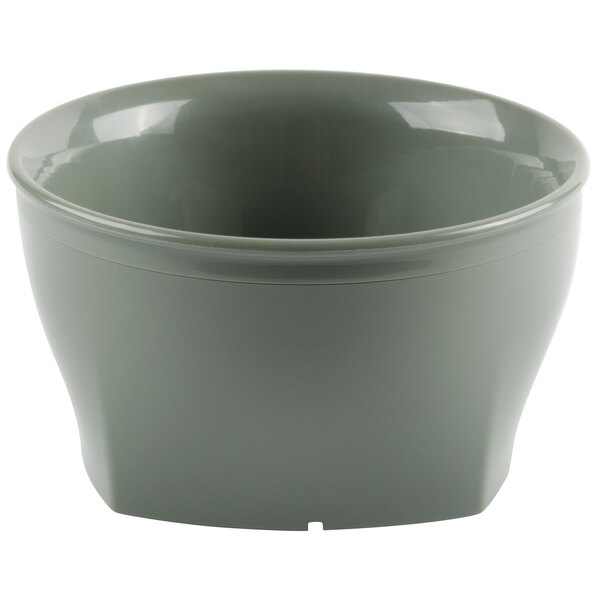 A grey Cambro insulated plastic bowl.