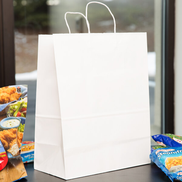 Details about   Paper Shopping Bags 250 White Merchandise Retail Gift Handles 13x7x17 