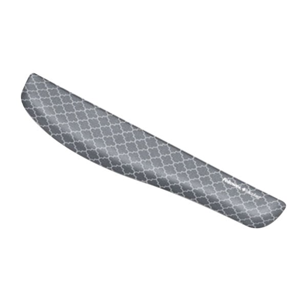 A grey rectangular keyboard wrist rest with a white lattice pattern.