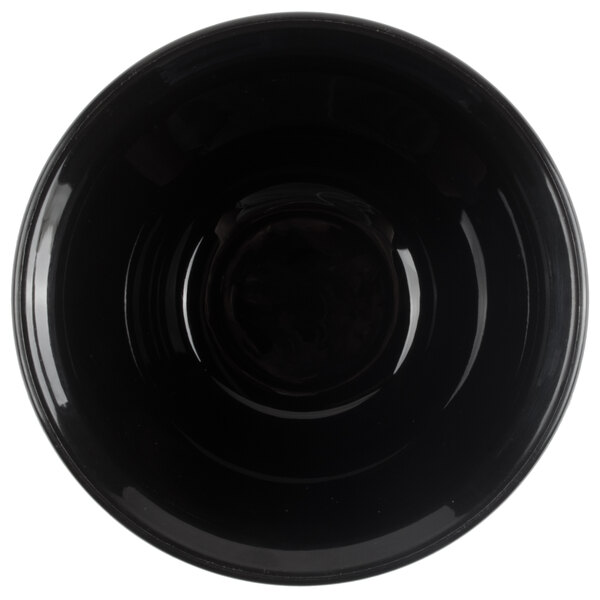 A close up of a black Cambro insulated bowl.