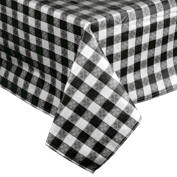 a black and white checkered tablecloth