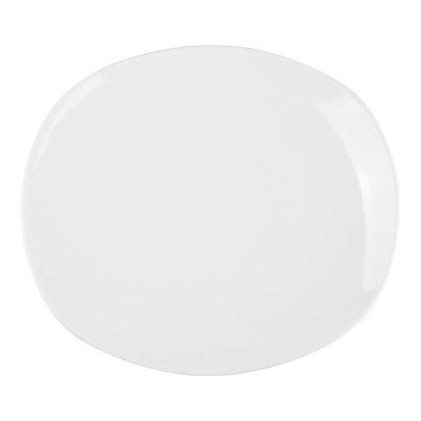 An oblong bright white porcelain coupe plate.