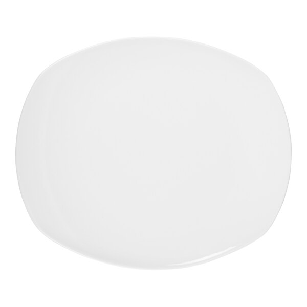 An oblong bright white porcelain coupe plate.