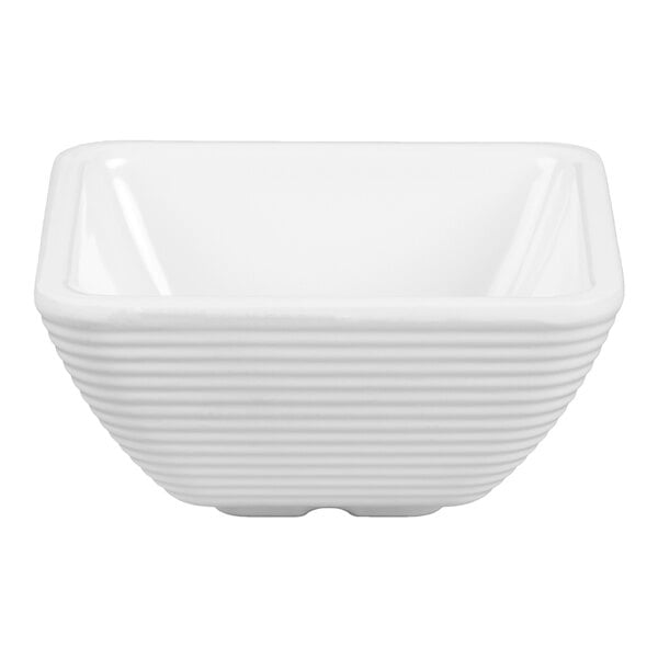 TableCraft RAMS4W 4 oz. White Square Ribbed Melamine Ramekin - 12/Pack